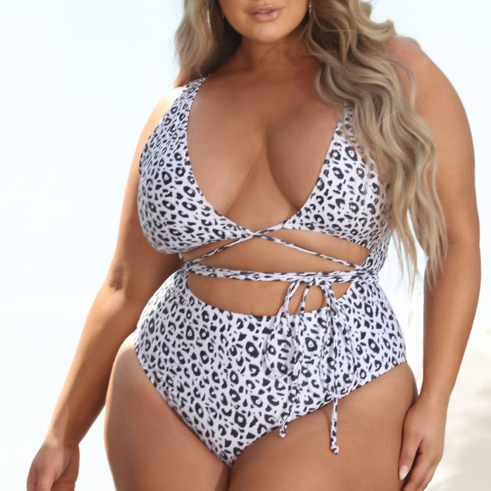 Ocean Calling Wrap Tie One Piece Swimsuit - White/combo